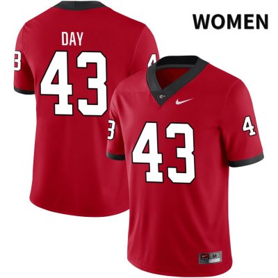 Women's Georgia Bulldogs NCAA #43 Davis Day Nike Stitched Red NIL 2022 Authentic College Football Jersey ICM2054CV